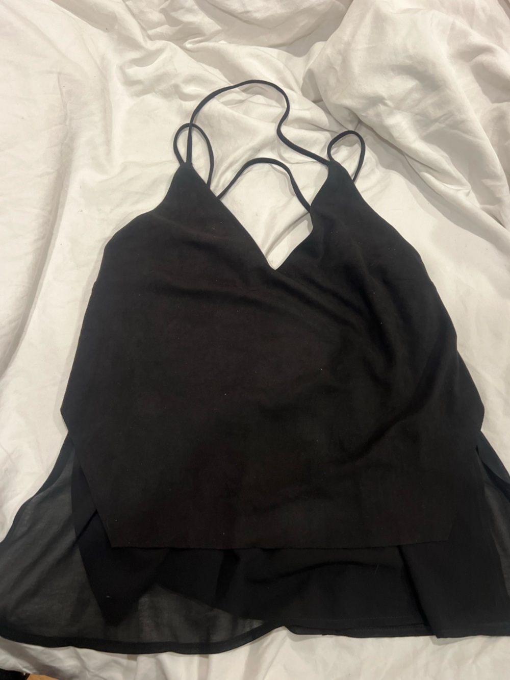 Ethereal suede chainBlack Strappy Cami Top